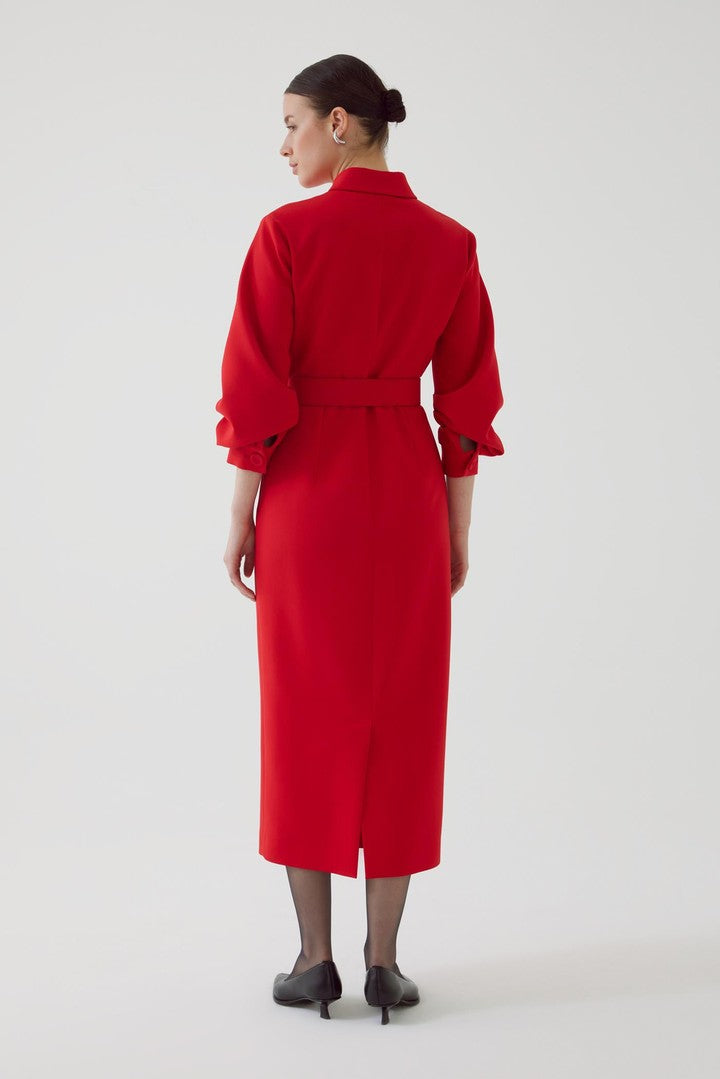 Slim Fit Midi Dress with Belt