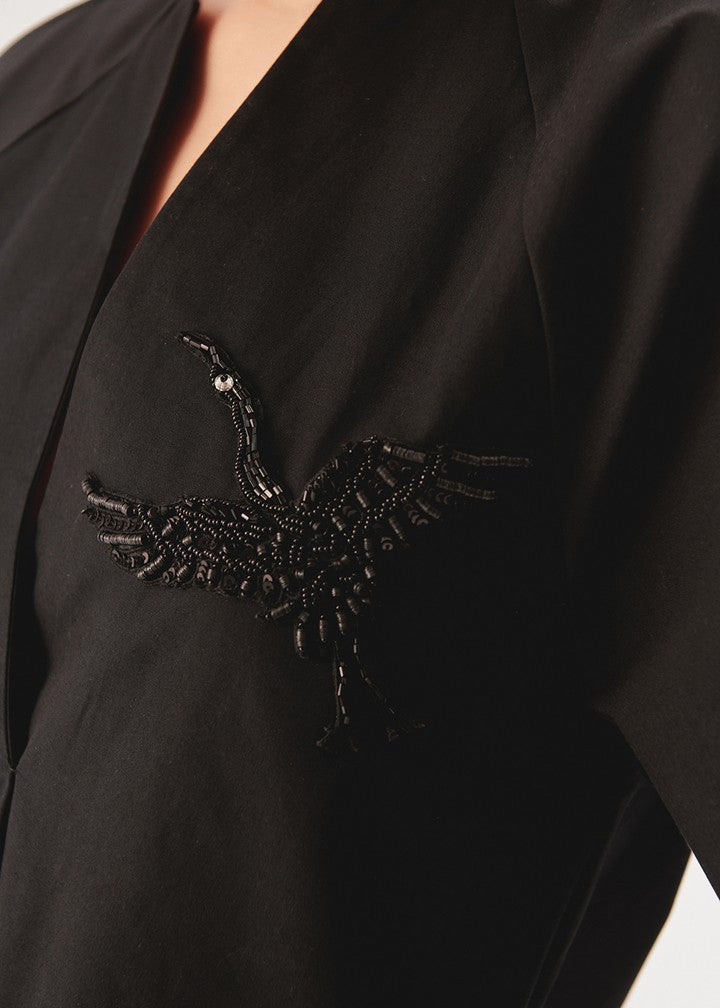 Graceful Sheer-Sleeve Wrap Dress