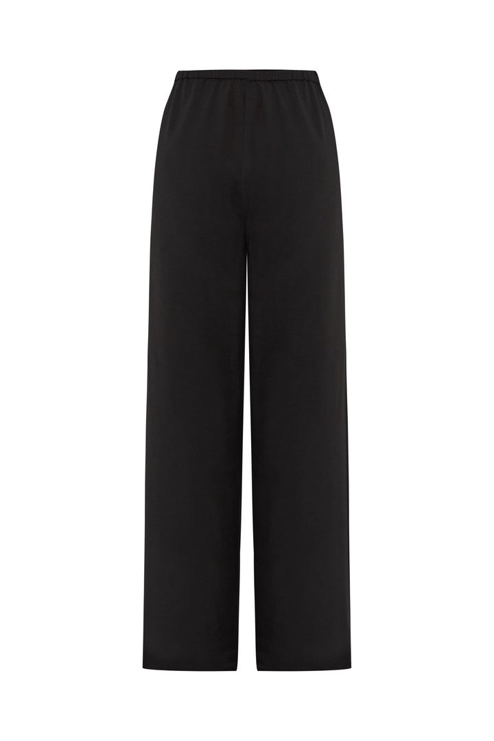 Regular Fit Wide Leg Trousers with Drawstring Detail