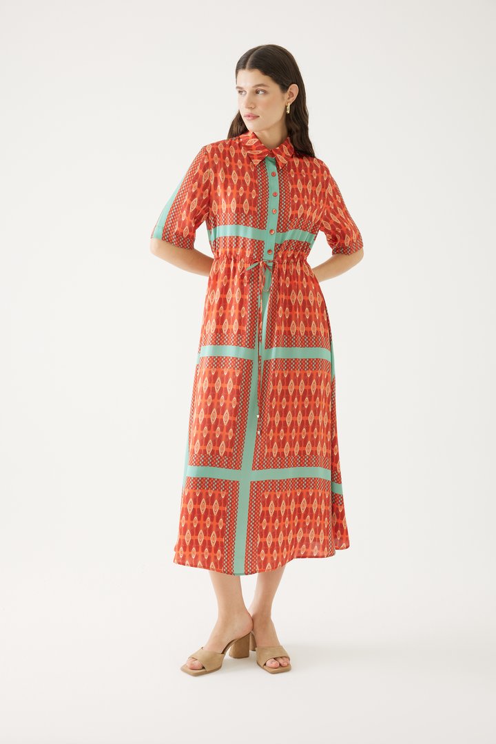 Colorful Midi Shirt Dress