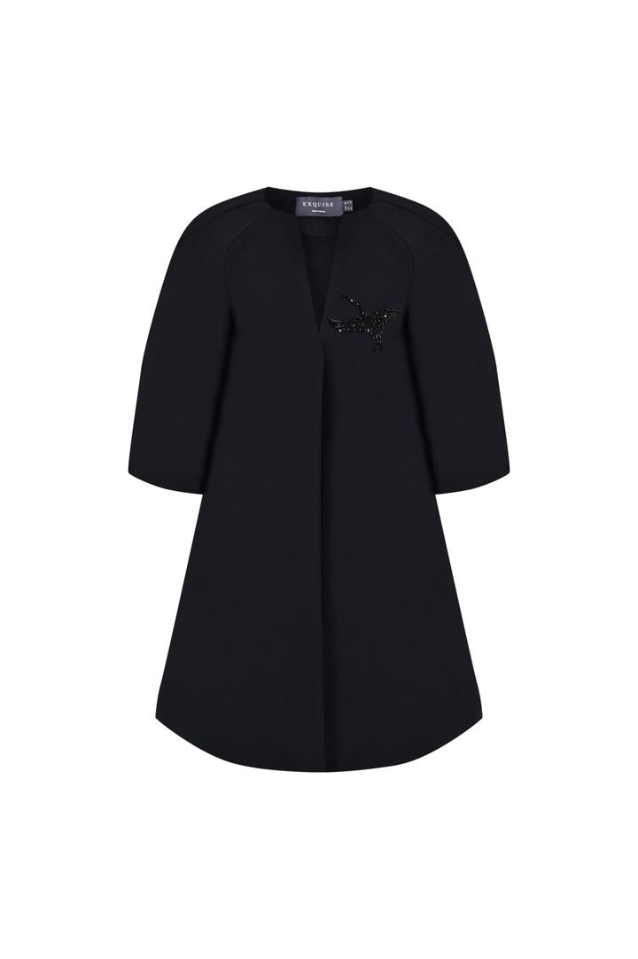 Graceful Sheer-Sleeve Wrap Dress