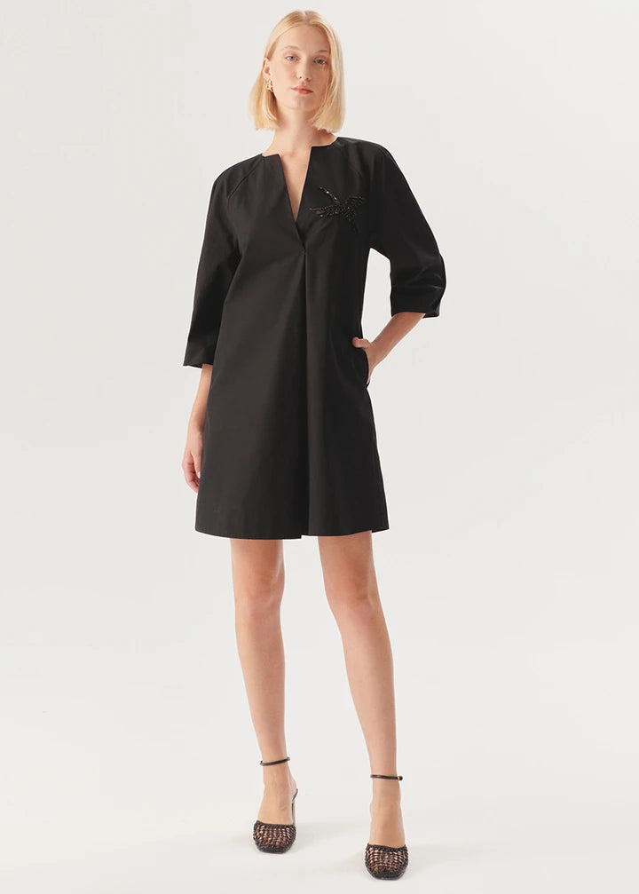 Graceful Sheer-Sleeve Wrap Dress