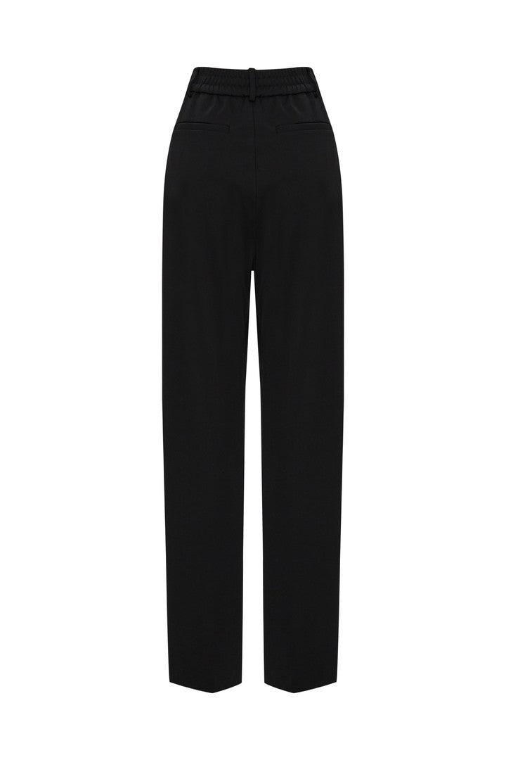 Black Regular Fit Wide Leg Pants