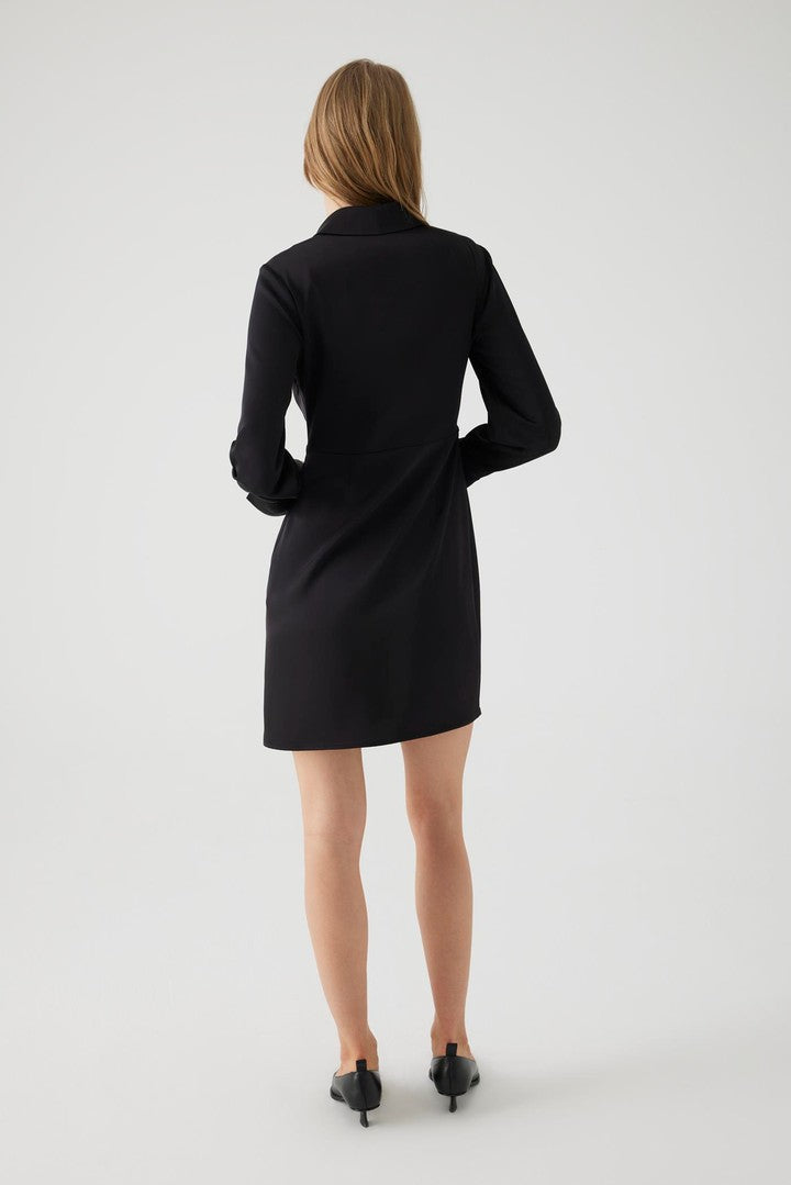 Black Regular Fit Mini Wrap Dress