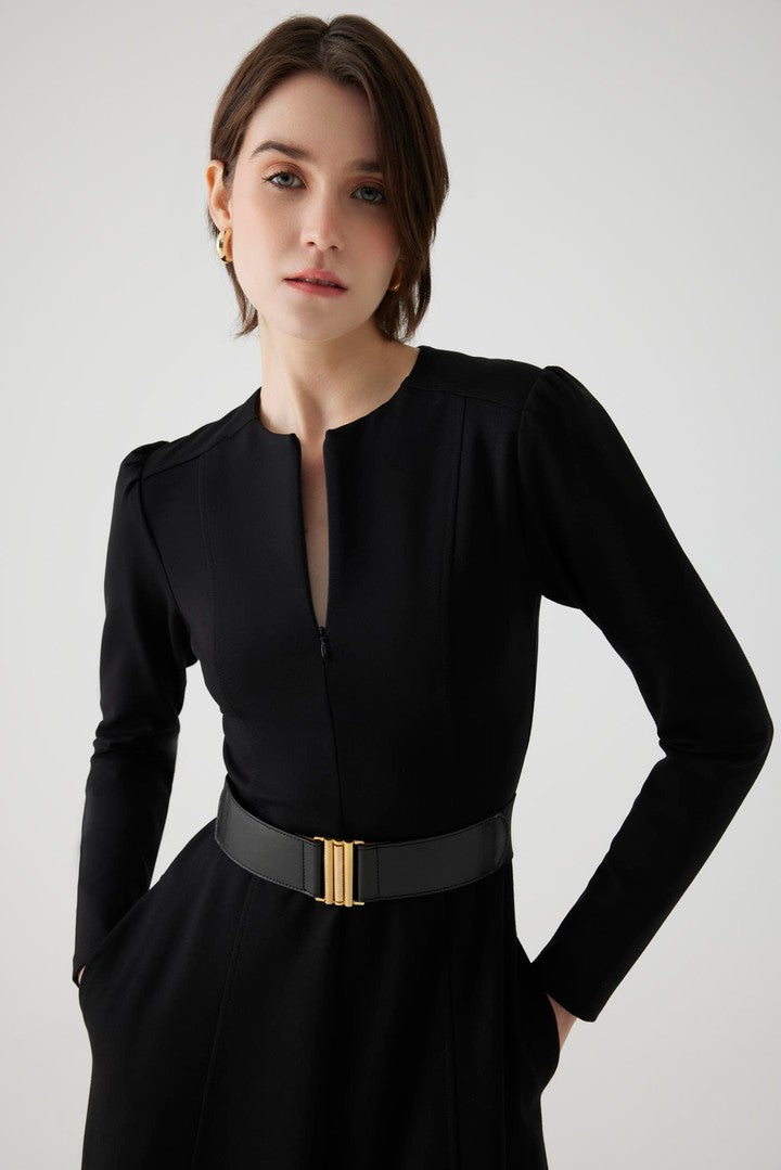 Black Long Dress with Belt