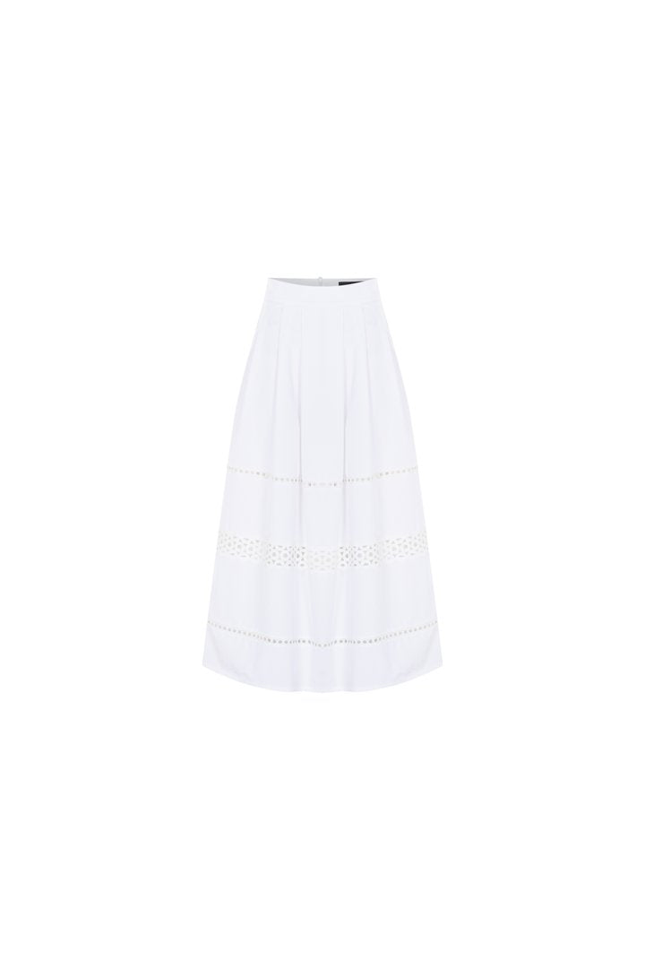 Embroidered Eyelet Midi Skirt