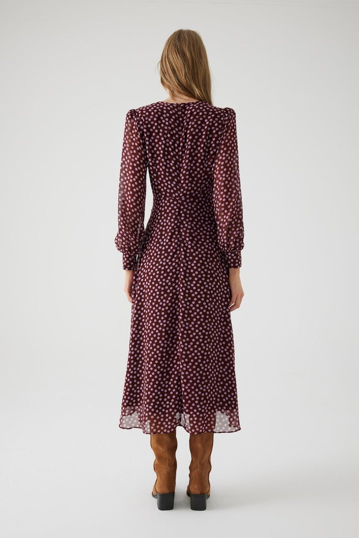 Regular Fit Polka Dot Chiffon Midi Dress
