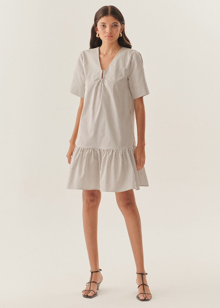 white christmas dresses Cotton Waffle Pleated Polo Dress main image 0