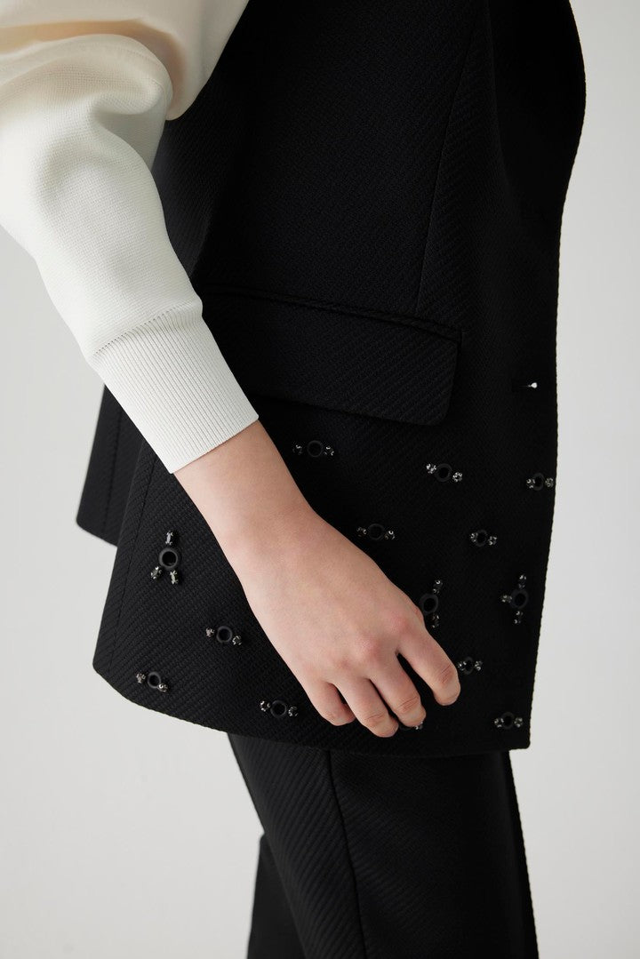 Black Vest with Embroidered Details
