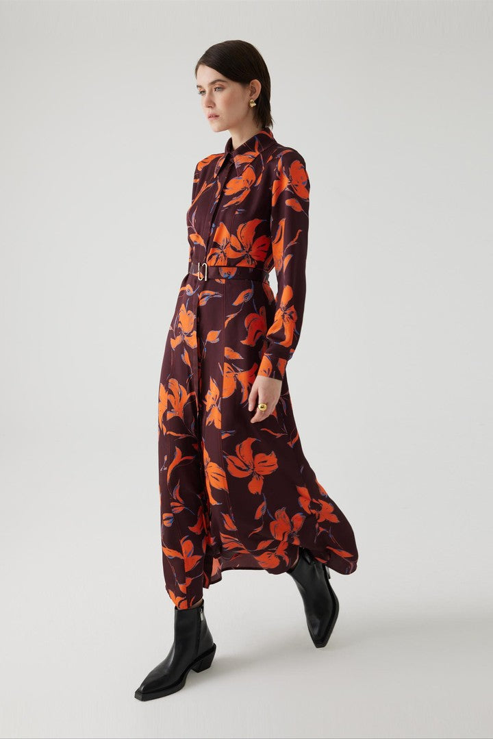 Regular Fit Floral Print Midi Dress