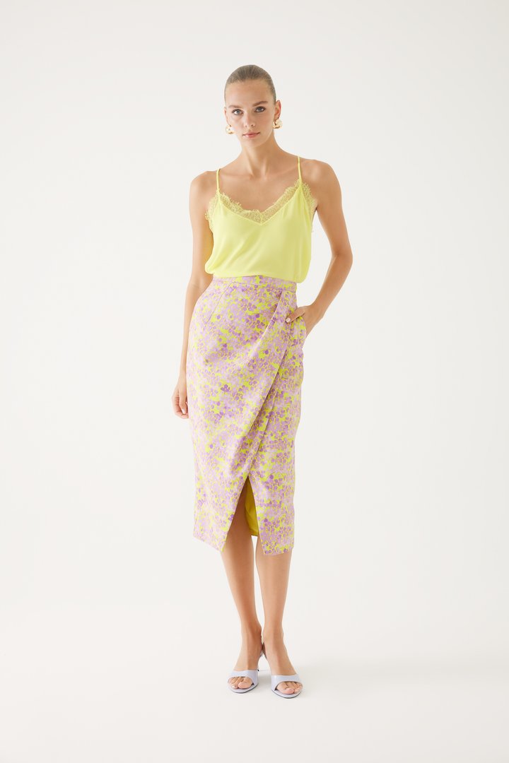 Wrap Style Skirt Design with Floral Pattern