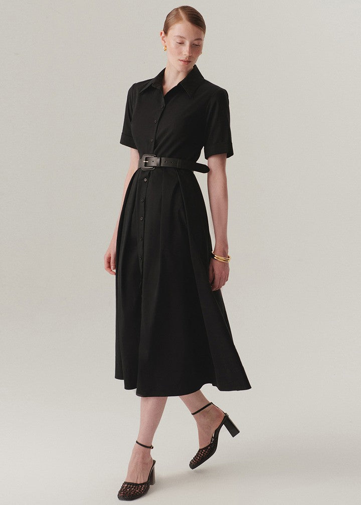 Classic Collar Belted Dress
