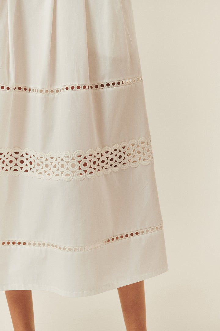 Embroidered Eyelet Midi Skirt