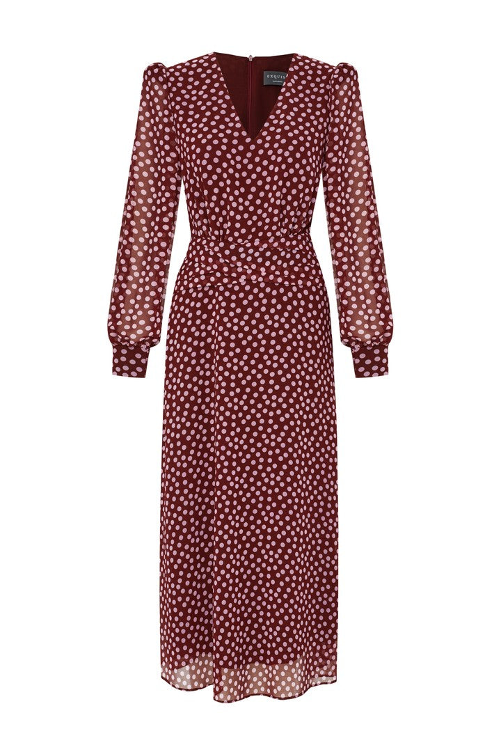 Regular Fit Polka Dot Chiffon Midi Dress