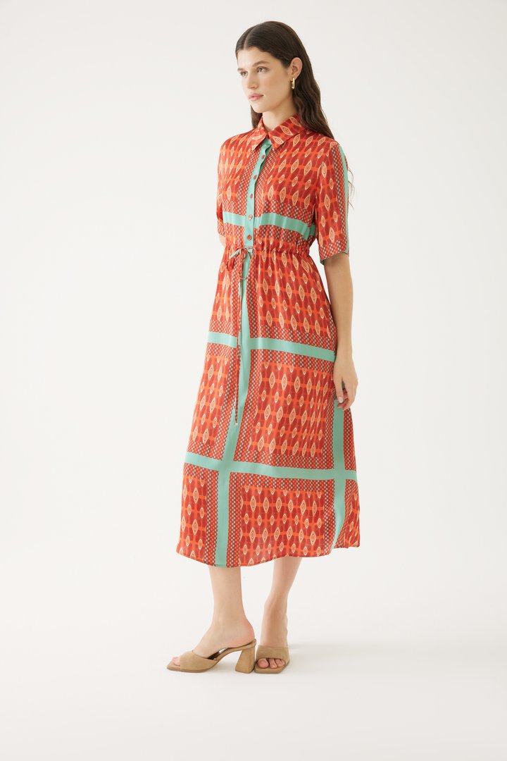 Colorful Midi Shirt Dress