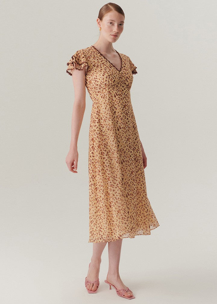 Nora V-Neck Patterned Chiffon Midi Dress - Multicolor 6 / Multi Color Nora V-Neck Patterned Chiffon Midi Dress - Multicolor 6 / Multi Color