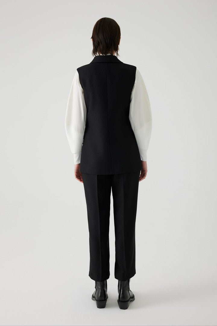 Black Vest with Embroidered Details