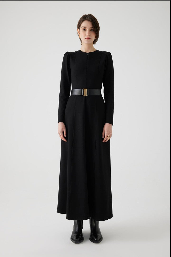 Black Long Dress with Belt