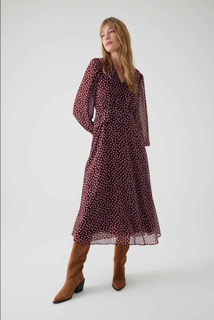 Regular Fit Polka Dot Chiffon Midi Dress