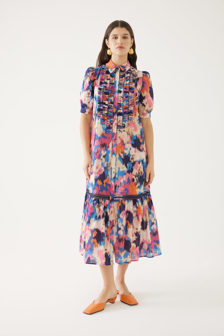 Abstract Print Shirt Dress