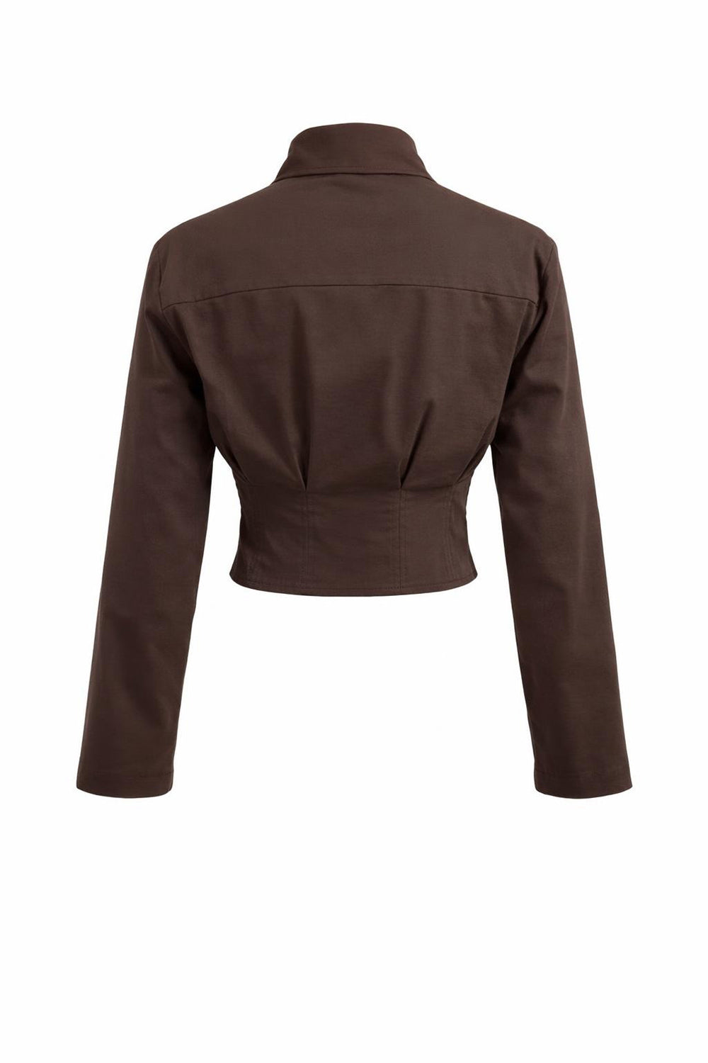 Long Sleeve Crop Shirt - BROWN