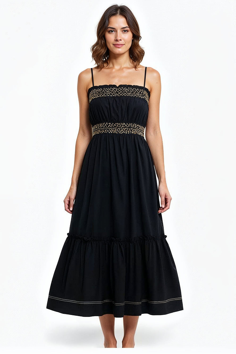 Spaghetti Strap Midi Dress - BONE