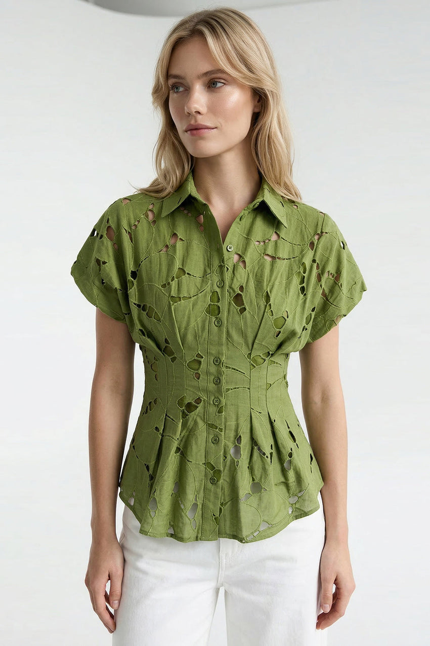 Adalene Short Sleeve Shirt - GREEN