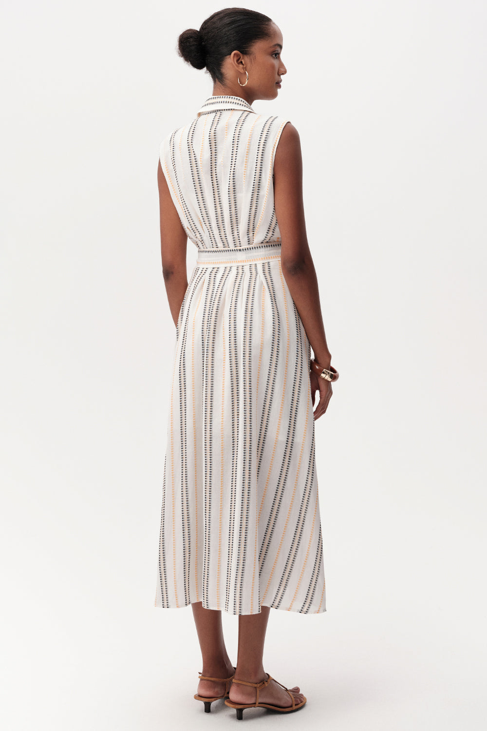 Shirt Collar  Midi Dress - MULTI COLOR