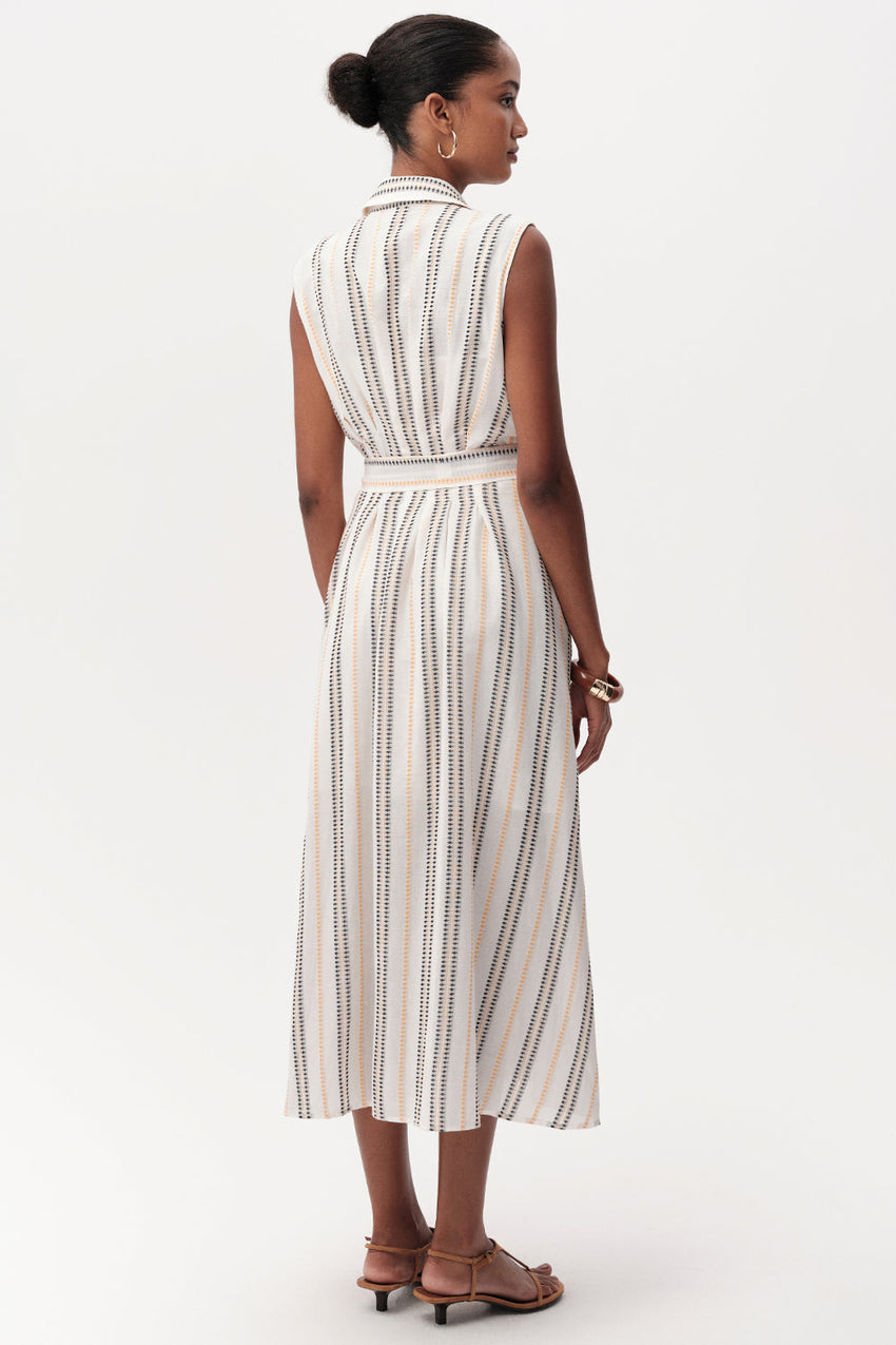 Shirt Collar  Midi Dress - MULTI COLOR