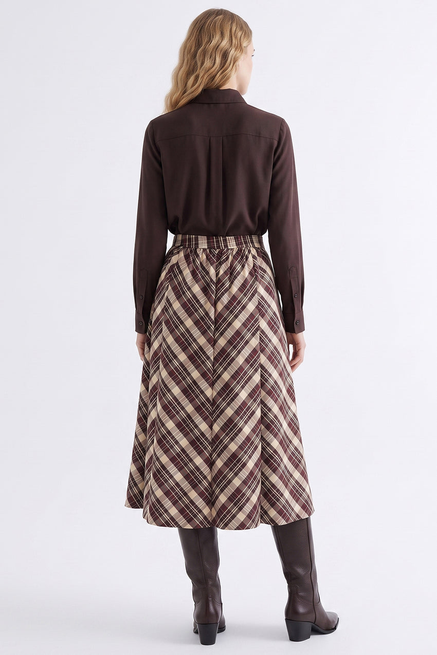 Pleated Midi Skirt with Pockets - MULTICOLOR