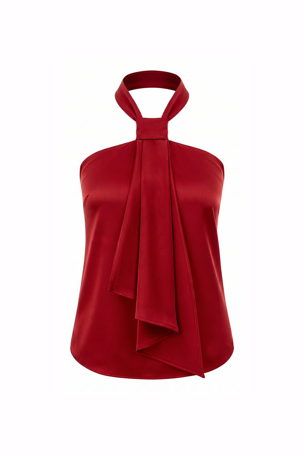 Brandon Knot Detailed Satin Blouse – RED