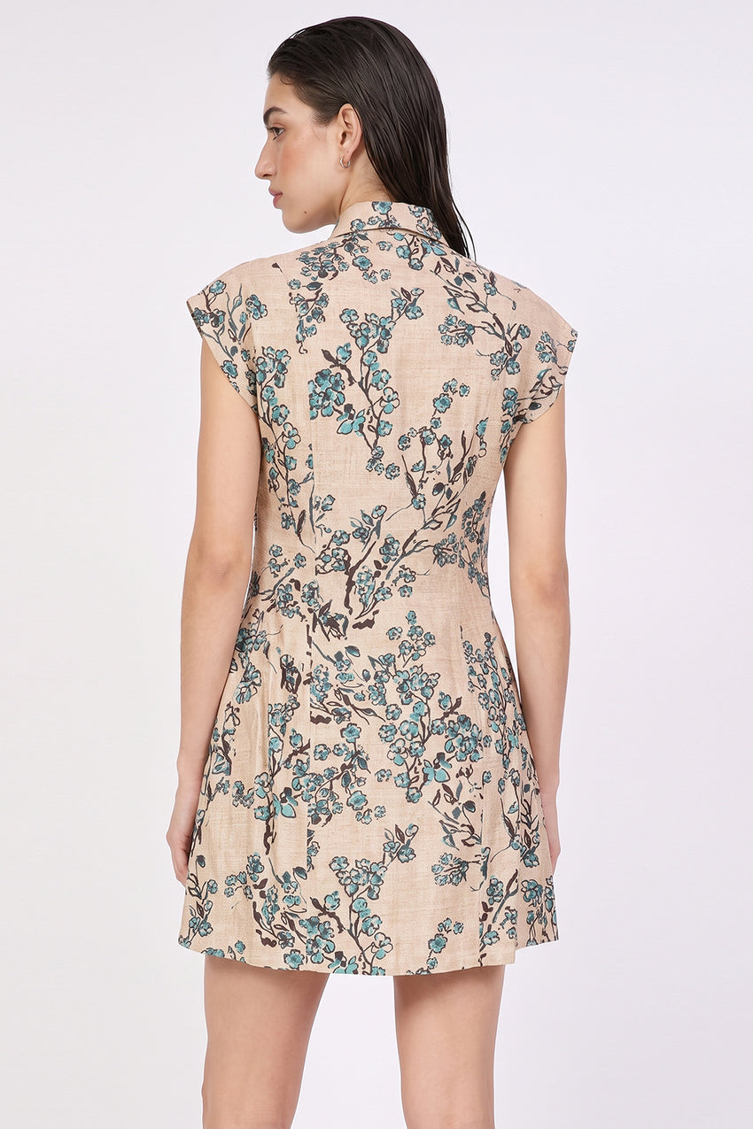 Sleeveless Pleated Fitted Mini Dress - MULTICOLOR