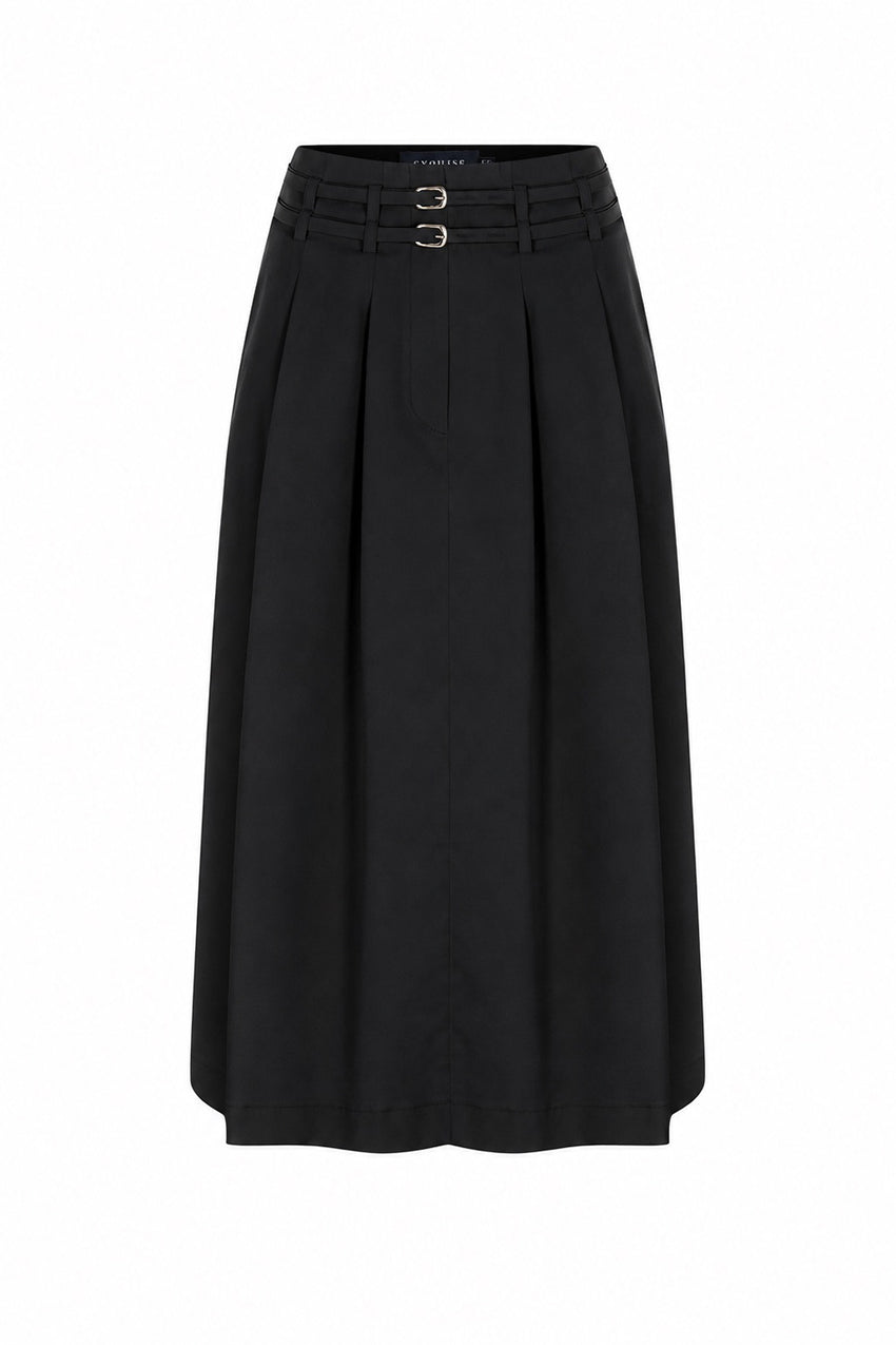Evelynn Midi Skirt - BLACK