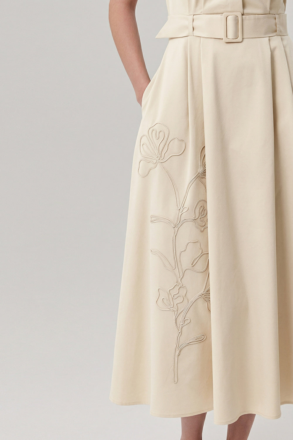 Short Sleeve Midi Shirt Dress - CREAM