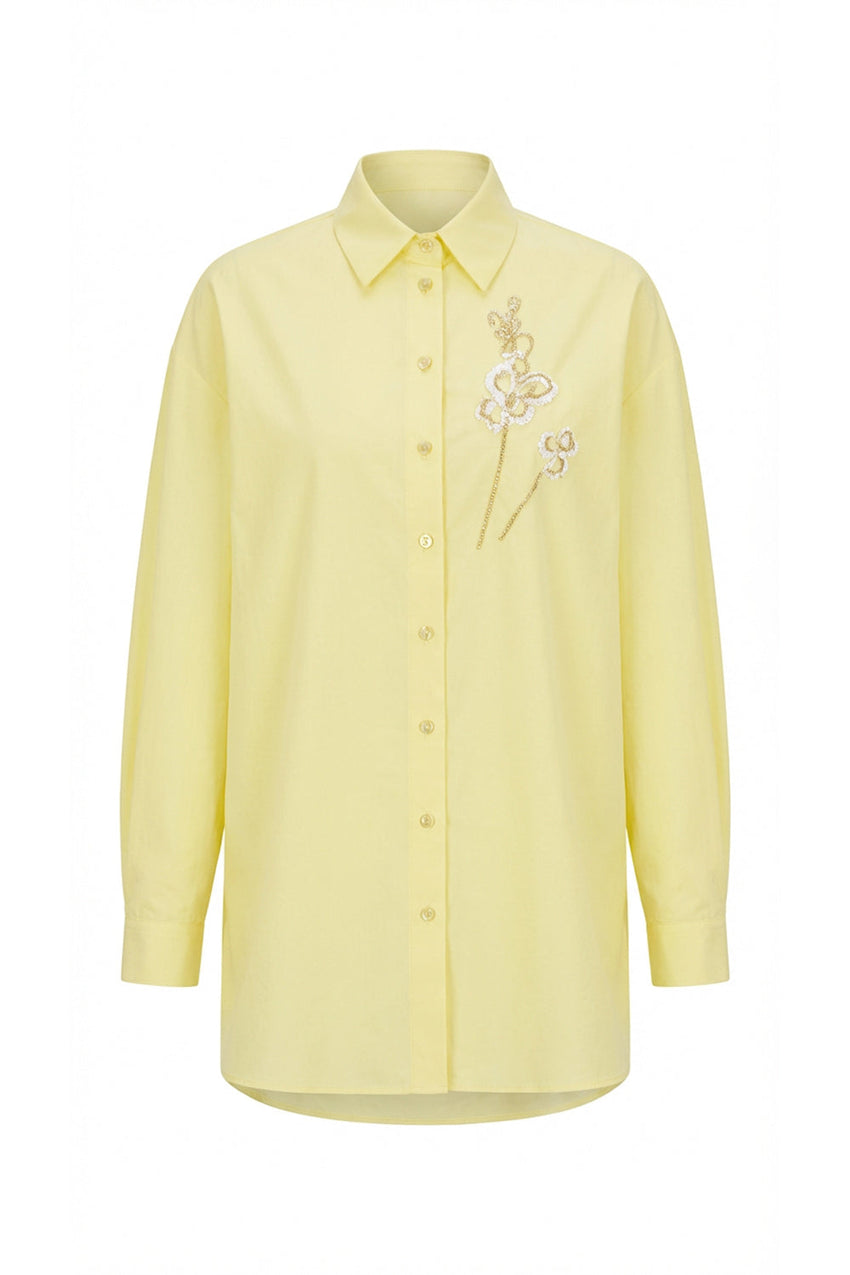 Bernetta Long Sleeve Cuffed Shirt - LIGHT YELLOW