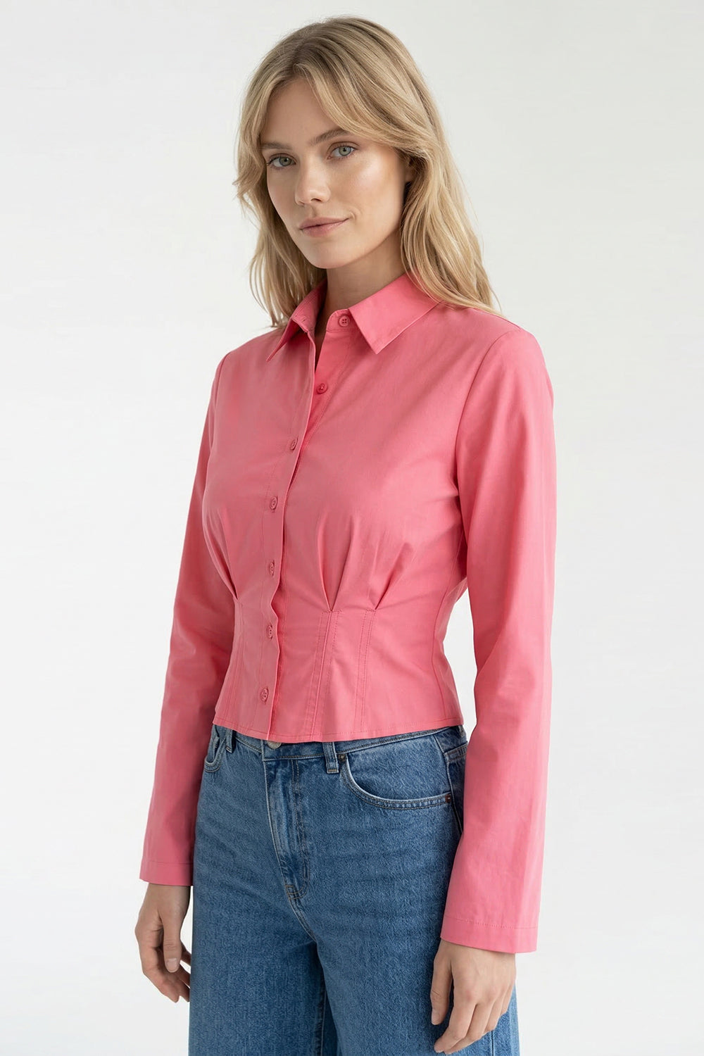 Long Sleeve Crop Shirt - PINK