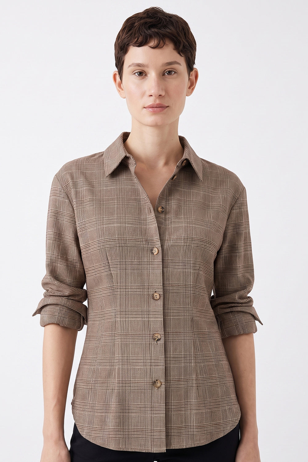 Long Sleeve Fitted Shirt with Cuffs - MULTICOLOR