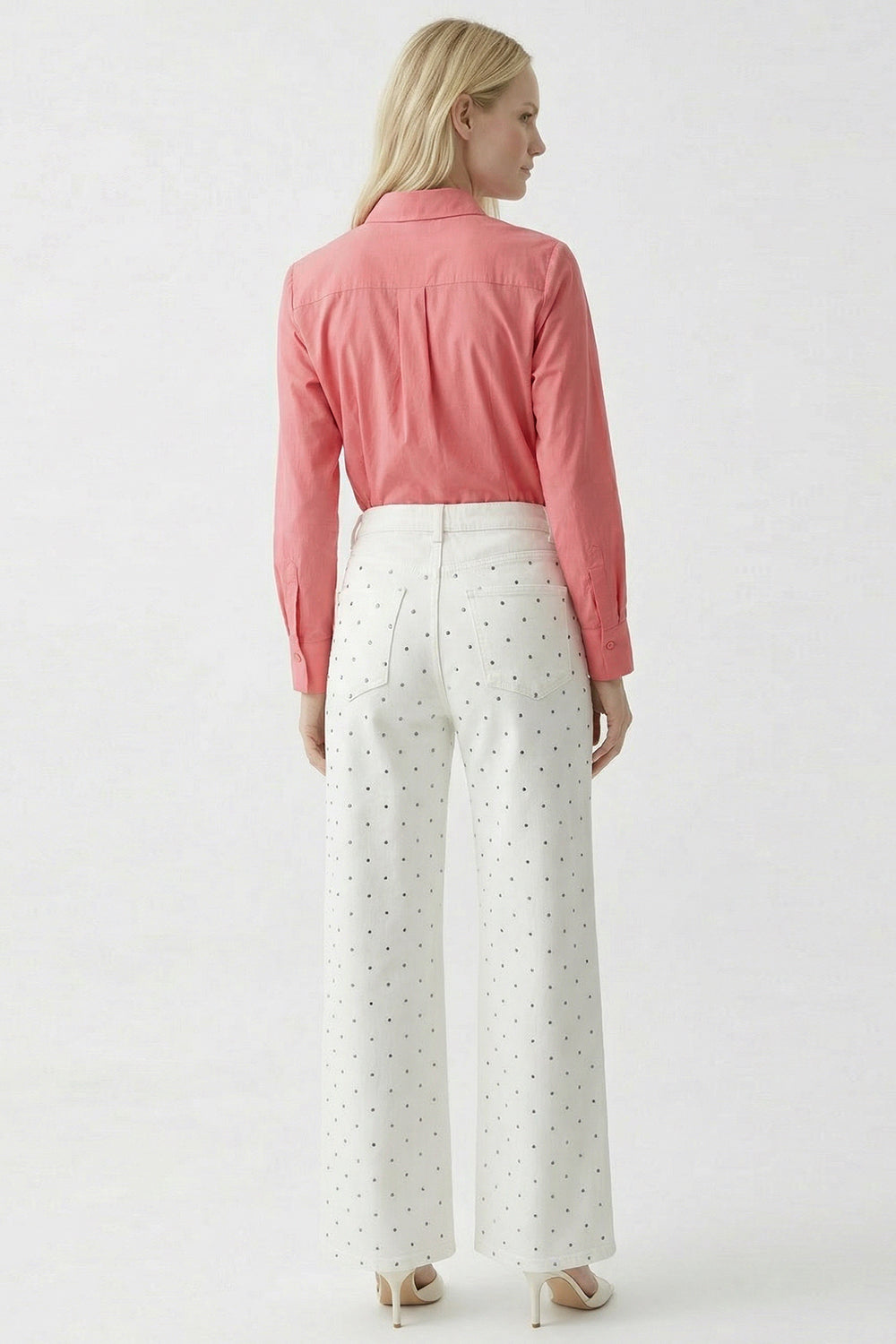 High Waisted Wide Leg Denim Jeans - WHITE