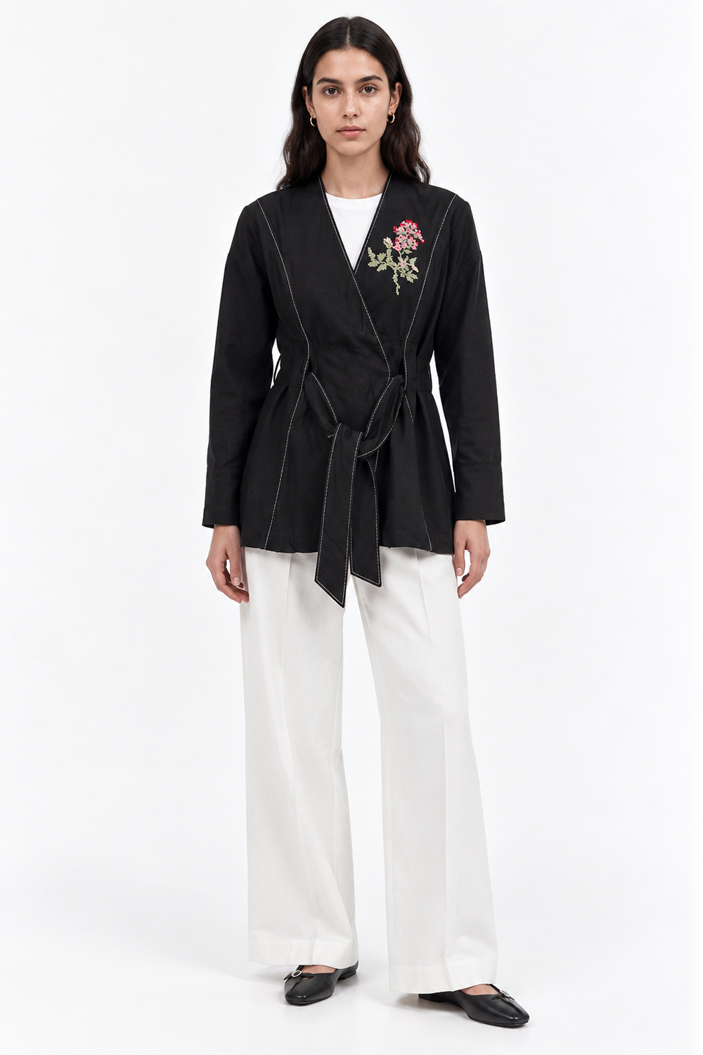 Elisa Belted Jacket – BLACK