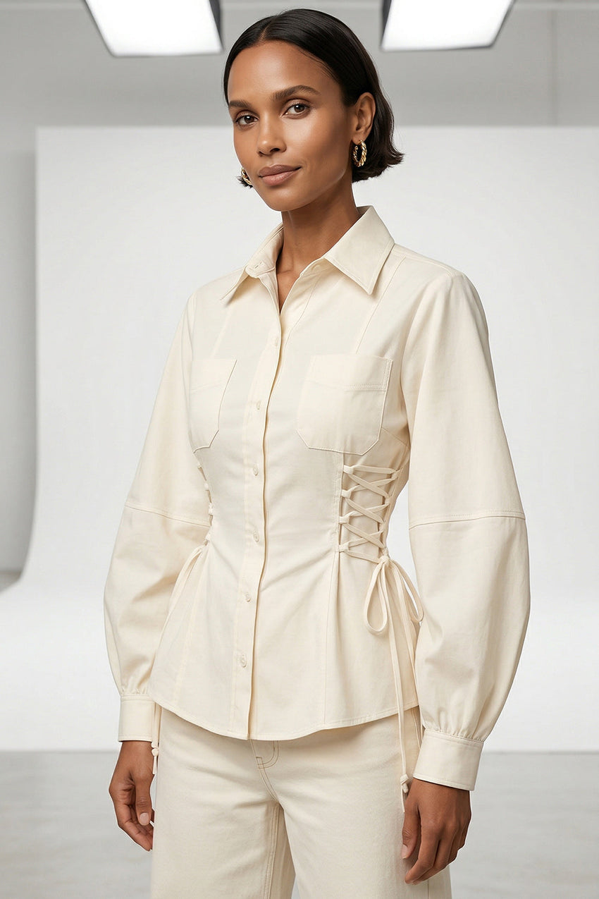 Arcene Balloon Sleeve Shirt - CREAM