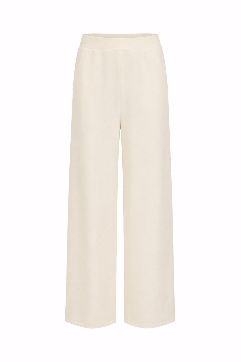 Shayna K Pants Wide Leg Knit Trousers - Ecru