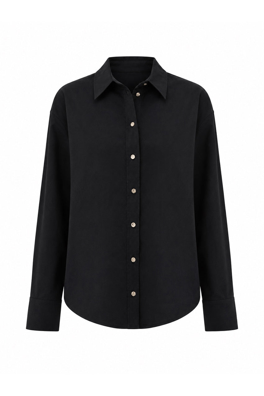 Jewel Cotton Shirt - BLACK