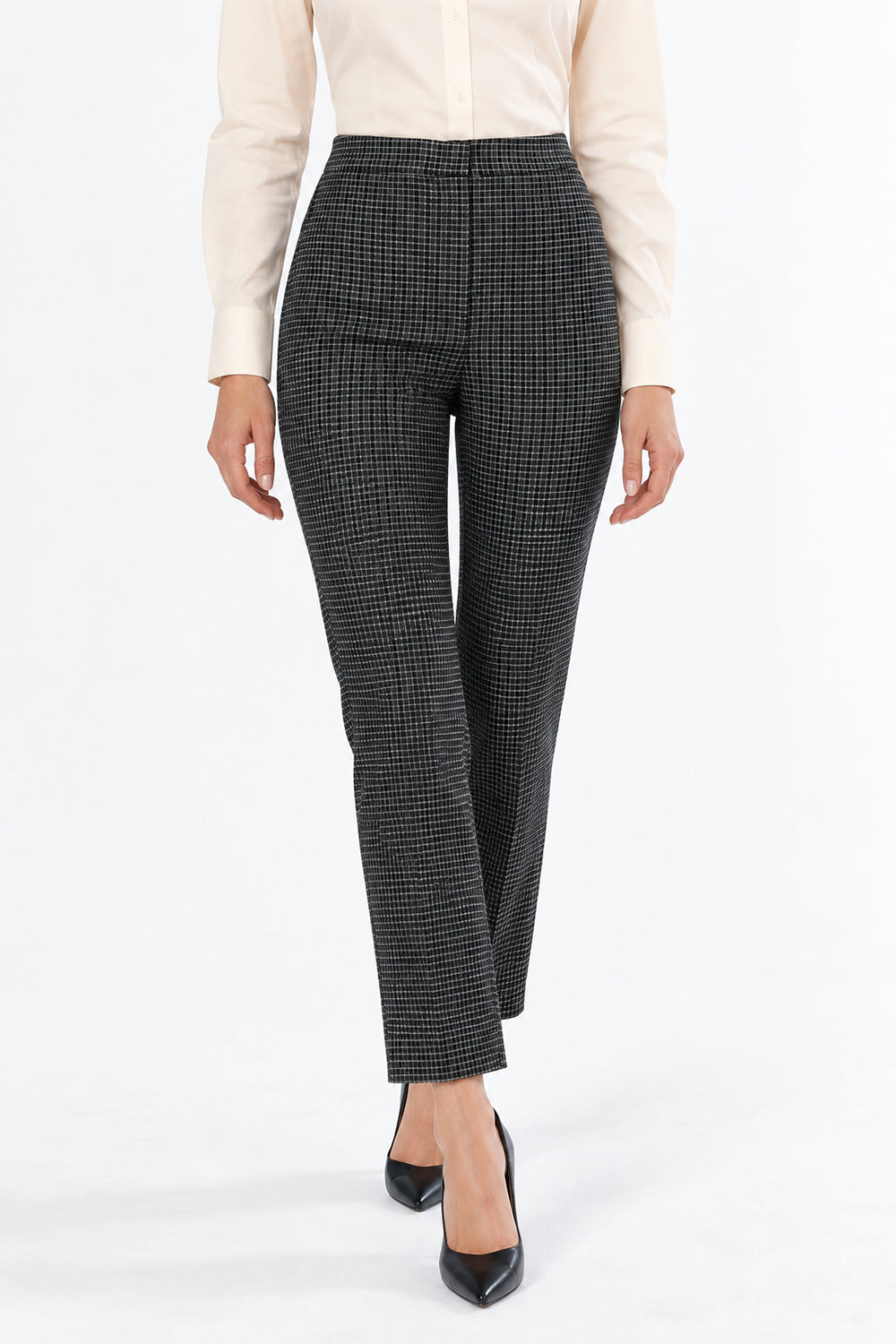 Slim-Leg Trousers with Elastic Back - MULTICOLOR
