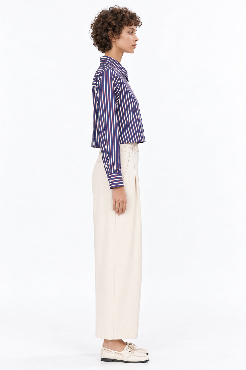 Long Sleeve Button-Front Shirt - MULTICOLOR