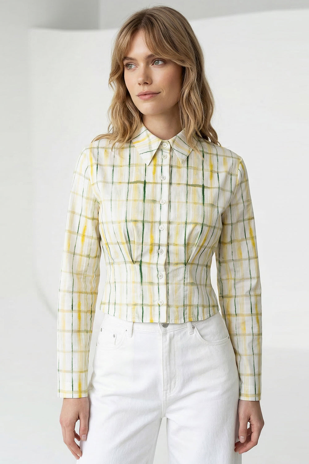 Floriana Long Sleeve Crop Shirt - MULTI COLOR