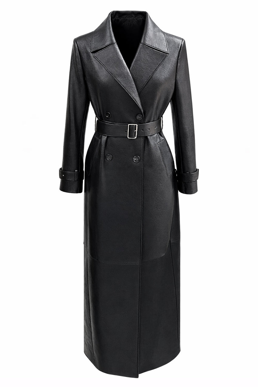 Alohi Leather Trenchcoat – BLACK