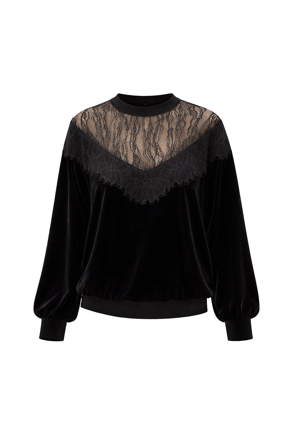 Blake Velvet and Tulle Blouse – BLACK