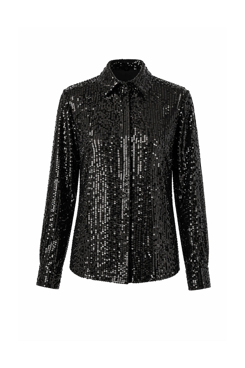 Sequin Detailed Shirt – BLACK