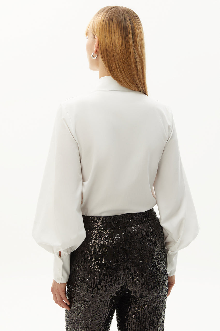 Regular Star Hand-Embroidered Cotton Shirt - Ecru