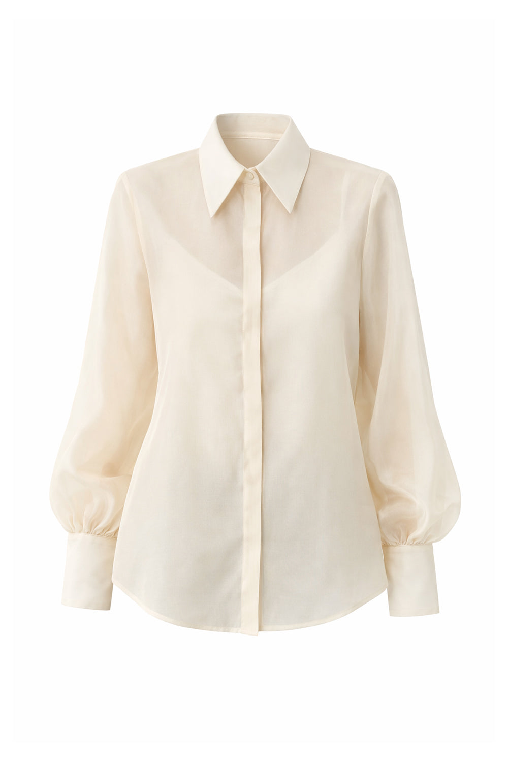 Madelyn Balloon Sleeve Sheer Shirt – ECRU